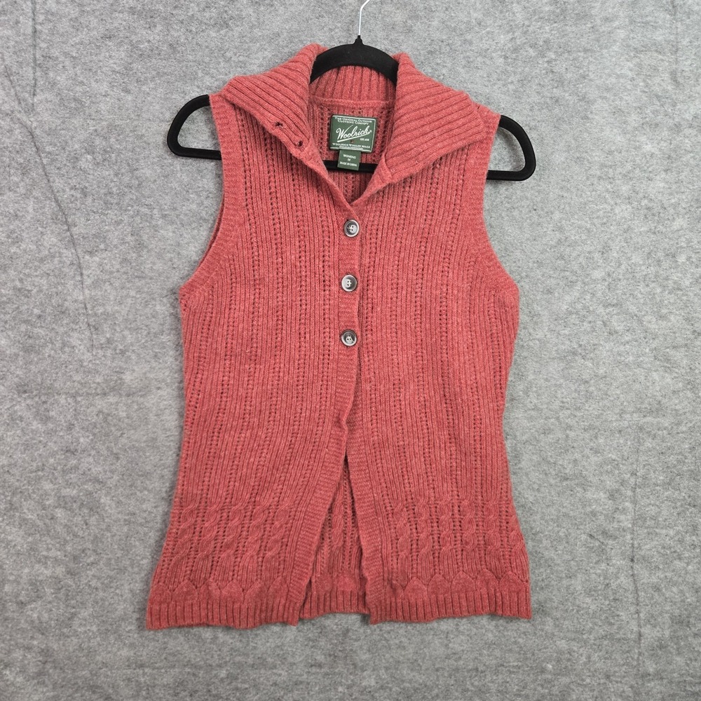 Woolrich Womens Red Lambswool Knit Sleeveless Sweater Vest Size M 9659 HLR